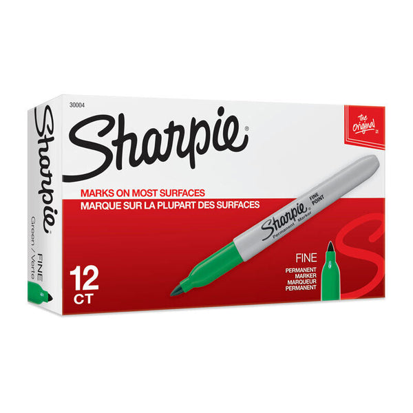 Sharpie Permanent Markr Fine Point Green Box Of 12