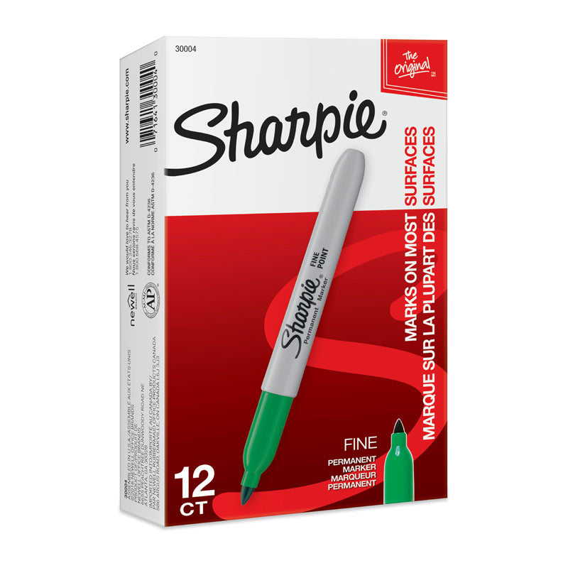 Sharpie Permanent Markr Fine Point Green Box Of 12