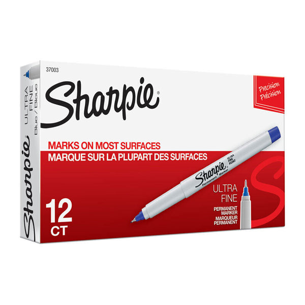 Sharpie Ultra Fine Point Permanent Marker Blue Pack Of 12