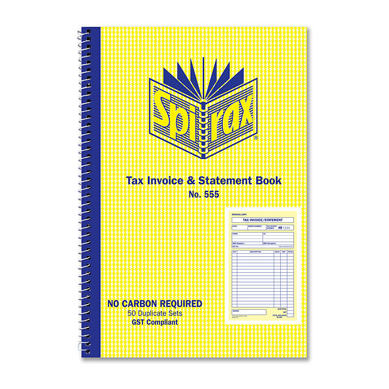 Spirax 555 Invoice & Statement Bk 207X144 Side Opening Pack Of 10