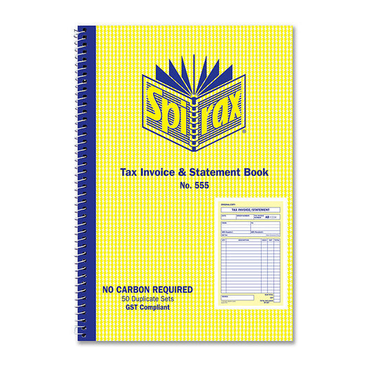 Spirax 555 Invoice & Statement Bk 207X144 Side Opening Pack Of 10