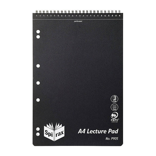 Spirax P905 Polypropylene Lecture Pad 140 Pages Black T/o Pack Of 5