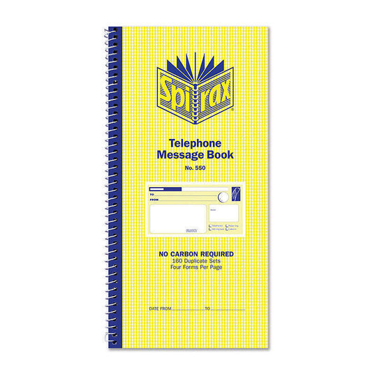 Spirax 550 Telephone Message Book 279X144mm Pack Of 10