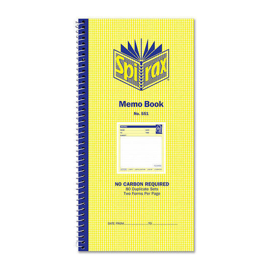 Spirax 551 Memo Book 279X144mm Duplicates Pack Of 10
