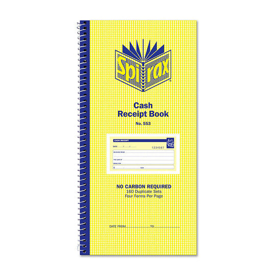 Spirax 553 Cash Receipt Book 279X144mm Pack Of 10