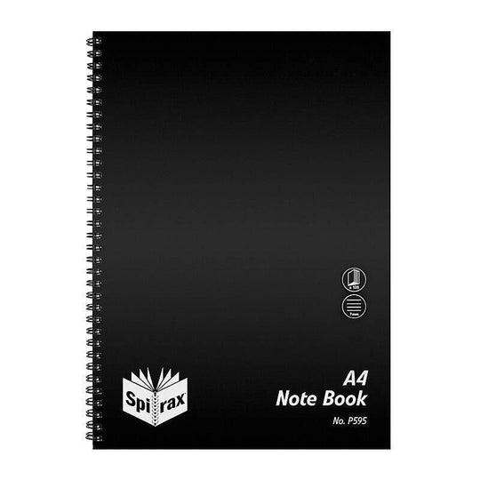 Spirax P595 Polypropylene Notebook A4 120 Page Black Side Opening Pack Of 10