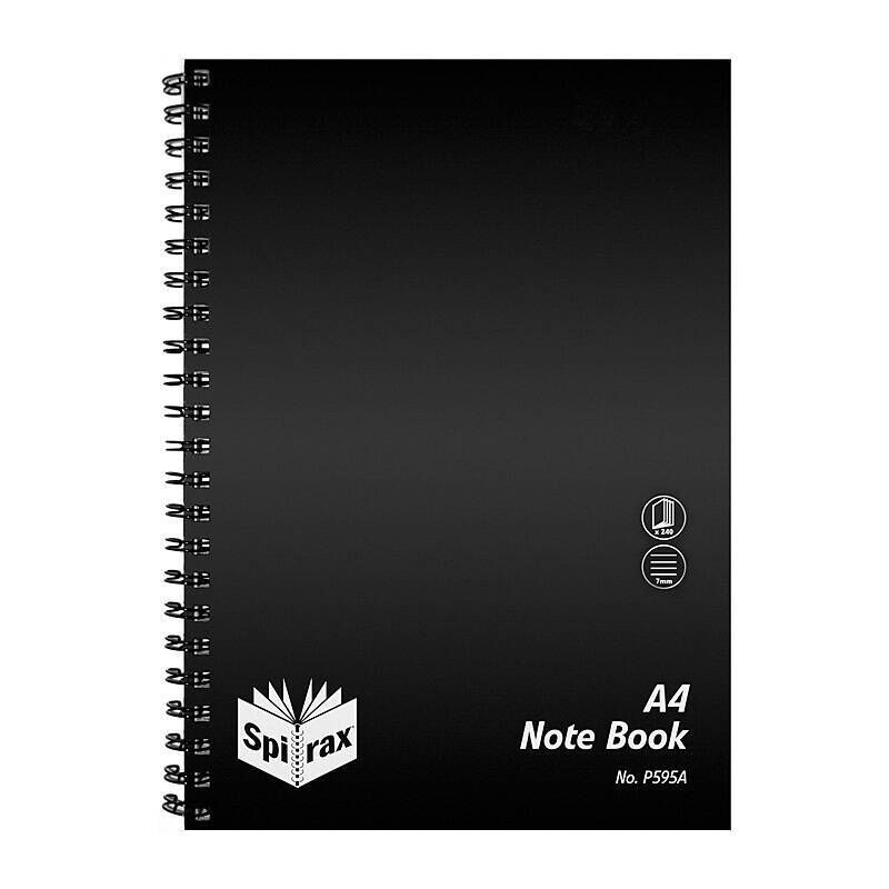 Spirax P595a Polypropylene Notebook A4 240 Page Black Side Opening Pack Of 5