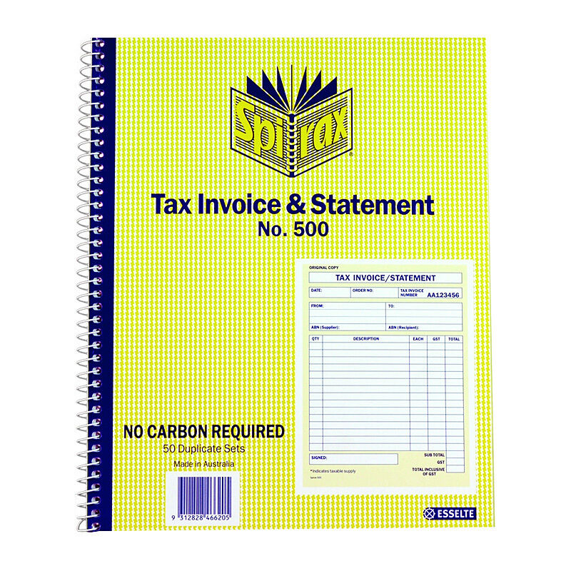 Spirax 500 Tax Invoice & Statement Quarto 250X200 Pack Of 5