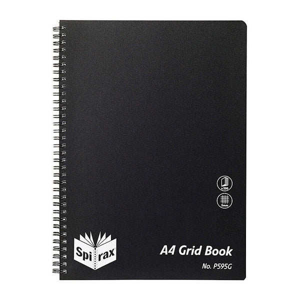 Spirax P595g Polypropylene Grid Book A4 200 Pages Black Side Opening Pack Of 5