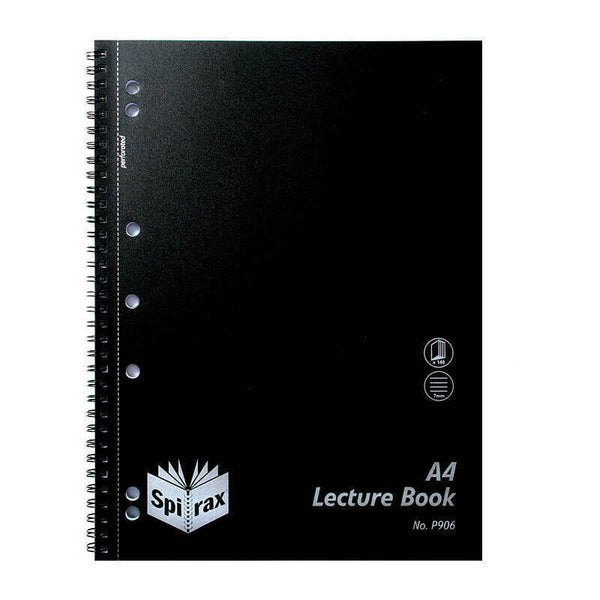 Spirax P906 Polypropylene Lecture Book A4 140 Page Black Pack Of 10