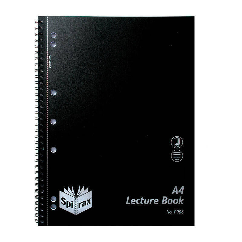 Spirax P906 Polypropylene Lecture Book A4 140 Page Black Pack Of 10