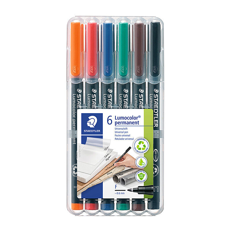 Staedtler Permanent Marker Fine Assorted Wallet of 6