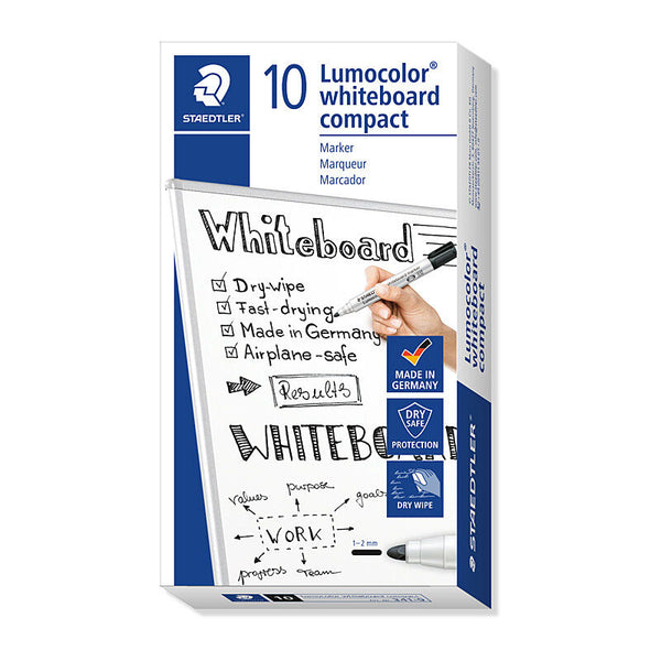 Staedtler Compact Whiteboard Marker Black Box Of 10