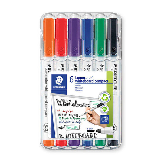 Staedtler Compact Whiteboard Marker White Wallet of 6