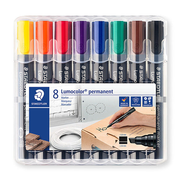 Staedtler Permanent Marker Chisel Assorted Wallet of 8