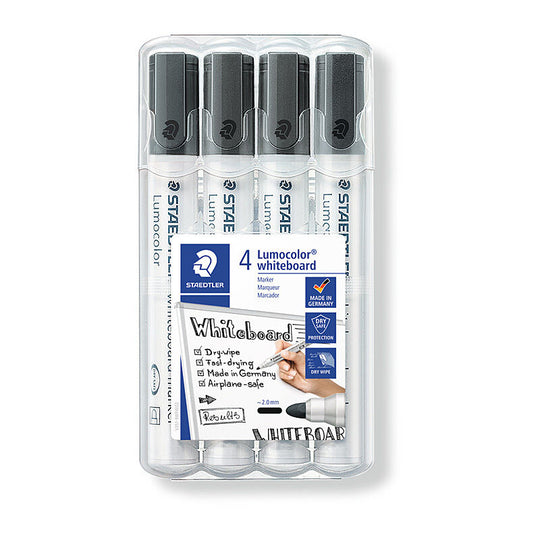 Staedtler Whiteboardmrk 351 Bulldog Black Wallet of 4