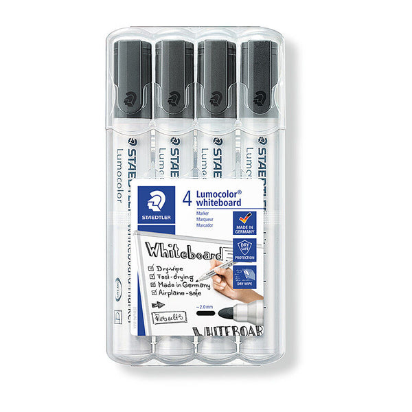 Staedtler Whiteboardmrk 351 Bulldog Black Wallet of 4
