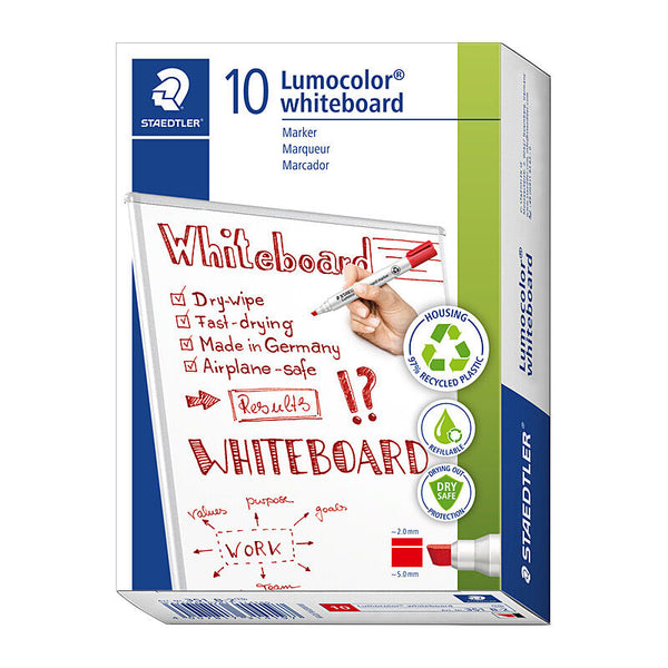 Staedtler Whiteboard Marker 351 Chisel Red Box Of 10