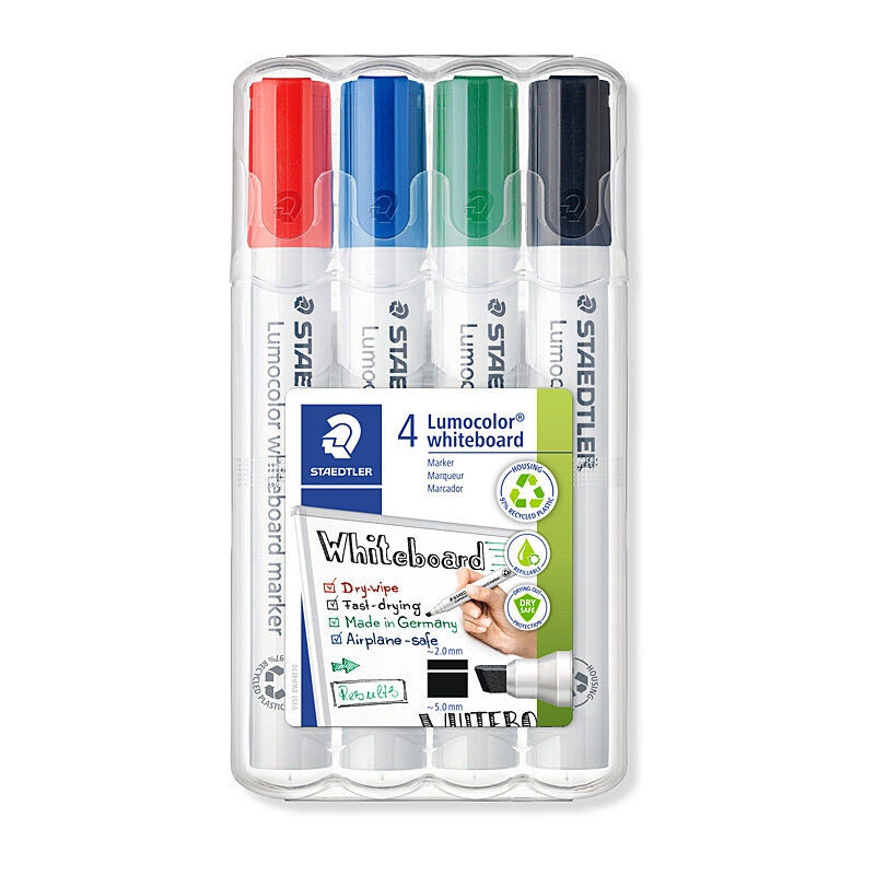 Staedtler Whiteboardmrk 351 Chisel Assorted Wallet of 4