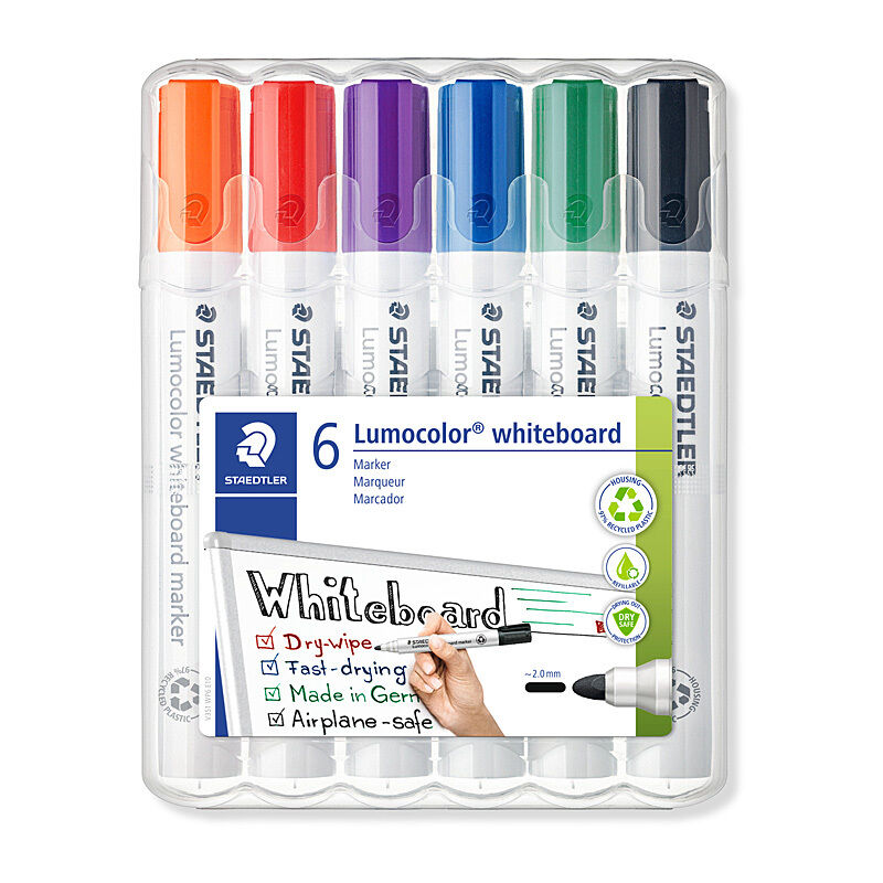 Staedtler Whiteboardmrk 351 Bulldog Assorted Wallet of 6