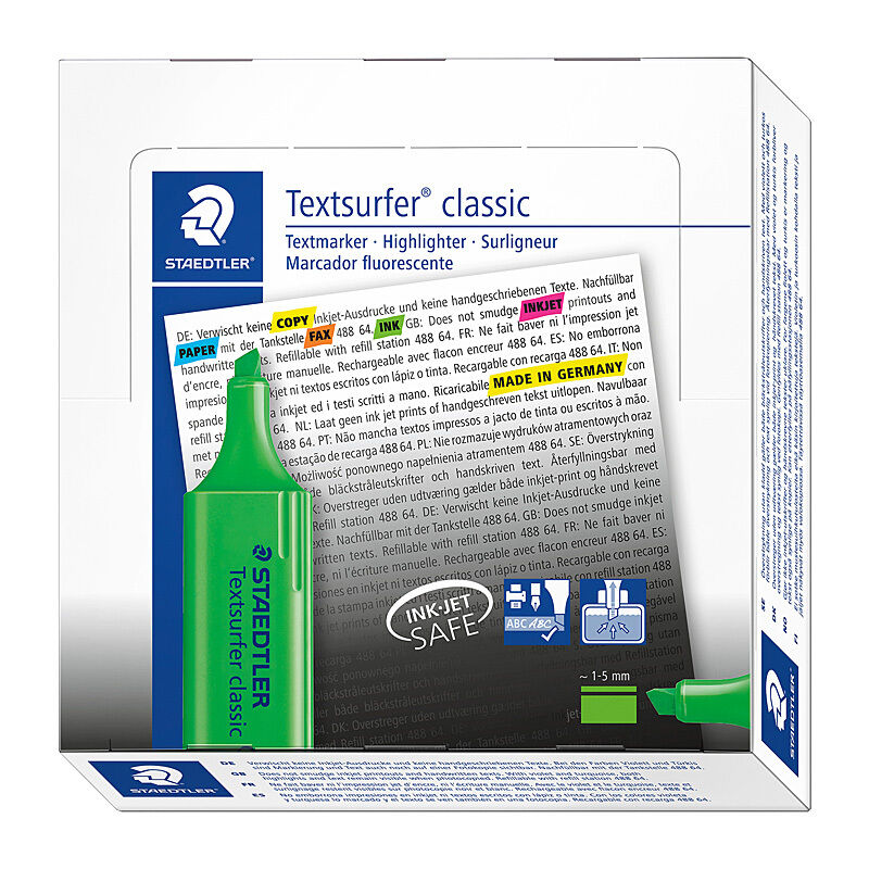 Staedtler Highlighter Textsurf Green Wallet of 10