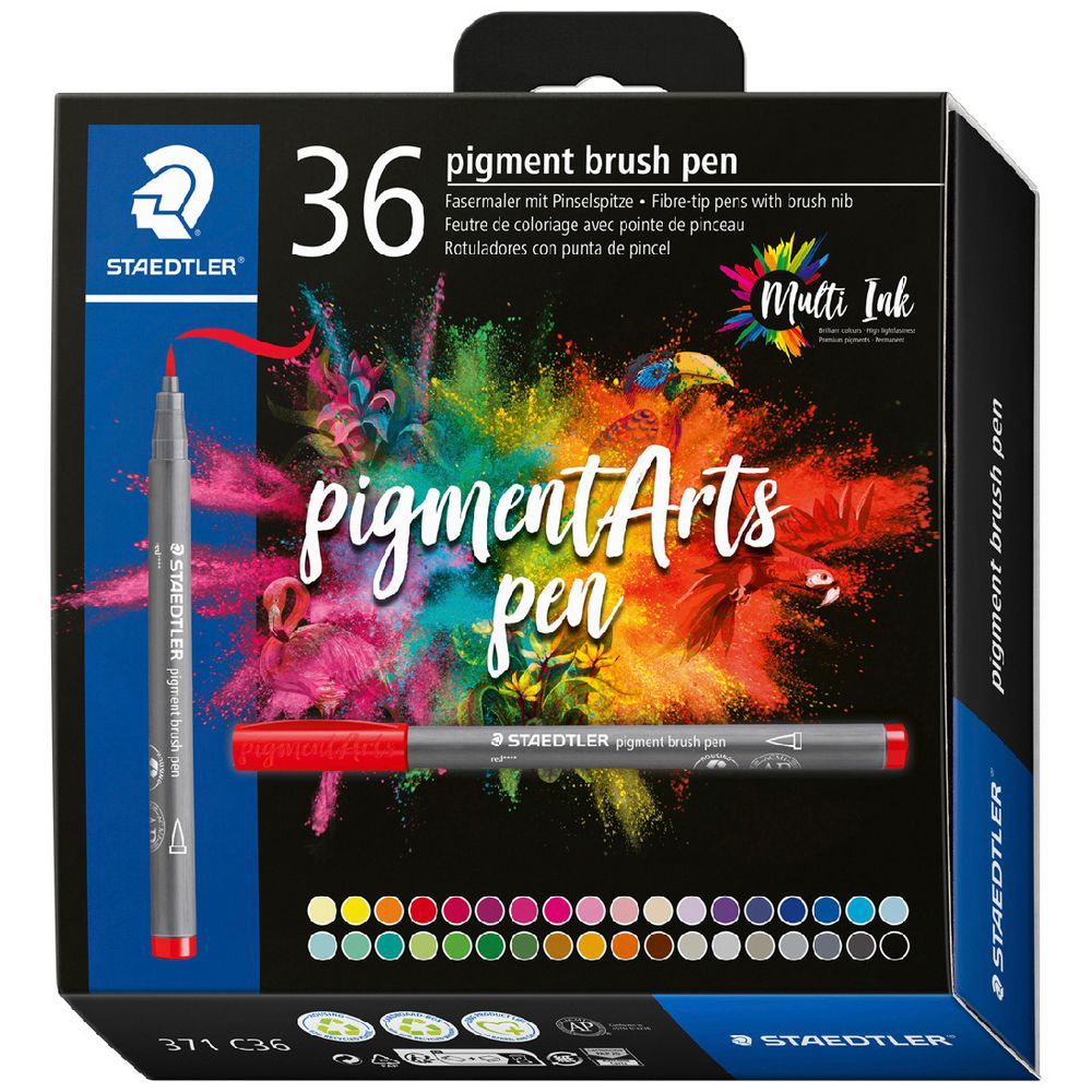 Staedtler Pigment Brush Pen 371 Assorted Pack of 60