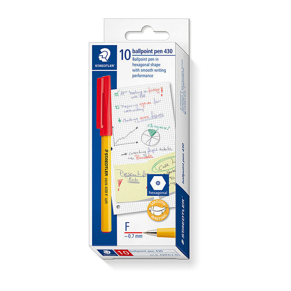 Staedtler Ballpoint430 Fine Red Box Of 10