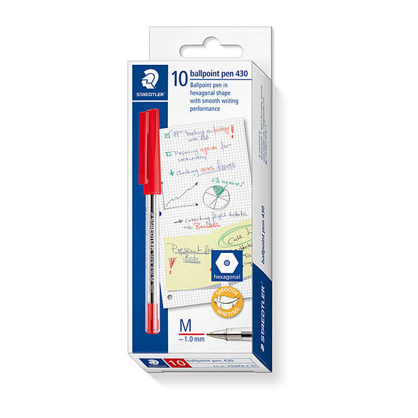 Staedtler Ballpoint430 Md Red Box Of 10