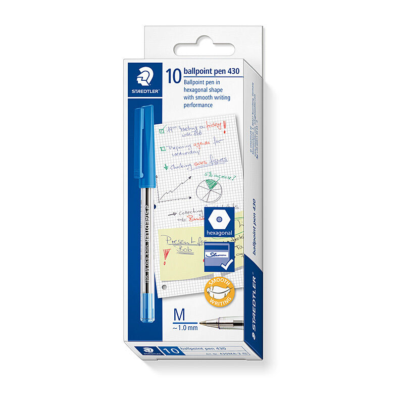 Staedtler Ballpoint430 Md Blue Box Of 10
