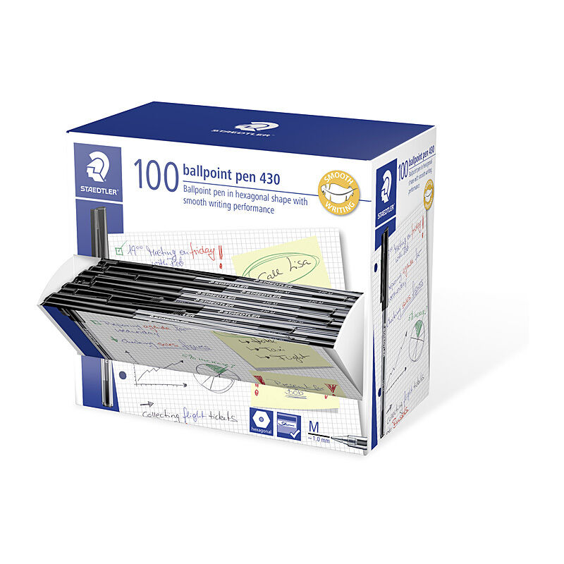 Staedtler Ballpoint430 M Black Box Of 100