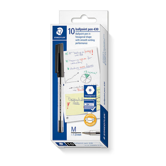 Staedtler Ballpoint430 M Black Box Of 10