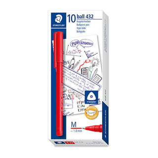 Staedtler Ballpoint 432 M Red Box of 10