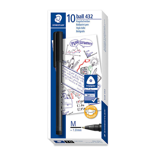 Staedtler Ballpoint 432 M Black Box Of 10