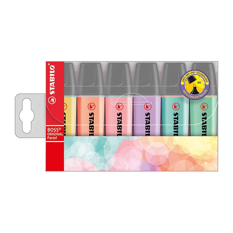 Stabilo Boss Pastel Highlighter Assorted2 Wallet of 6