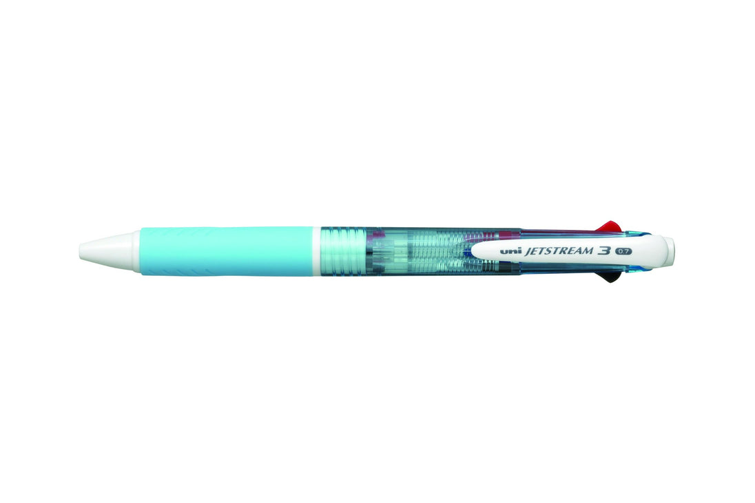 Uni Jetstream 3-Colour Retractable Rollerball Pen 0.7mm Light Blue Box of 10