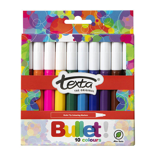 Texta Bullet Tip Colouring Marker Wallet of 10 Pack Of 10
