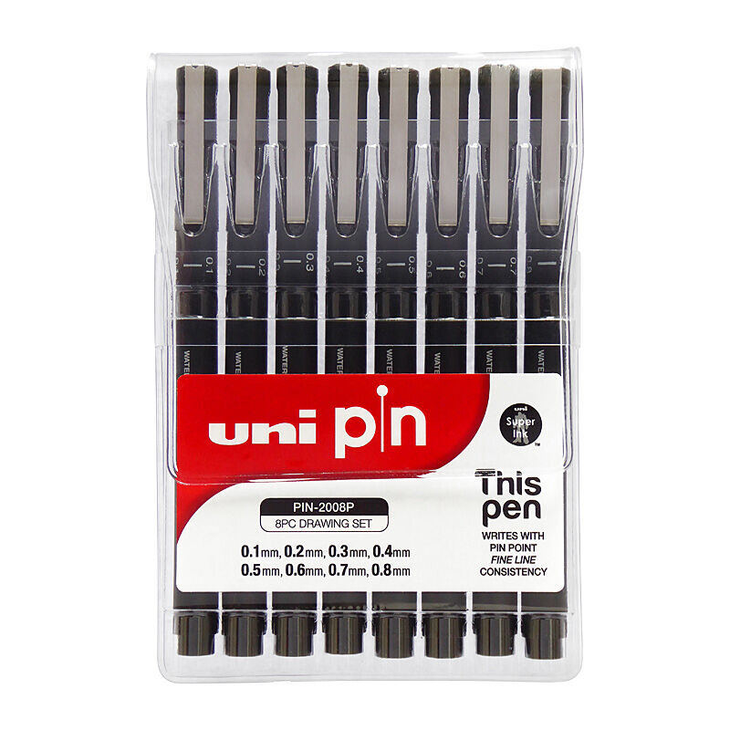 Uni Pin Fine Liner Assorted Pack Of 8