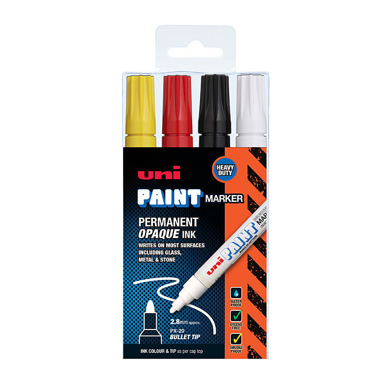 Uni Paint Marker Px20 Assorted Ind Pack Of 4