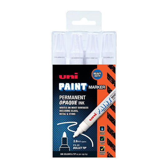 Uni Paint Marker Px20 White Ind Pack Of 4