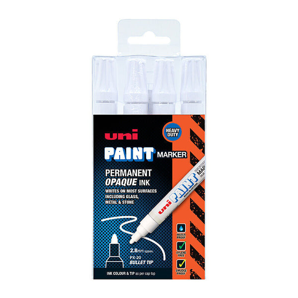 Uni Paint Marker Px20 White Ind Pack Of 4