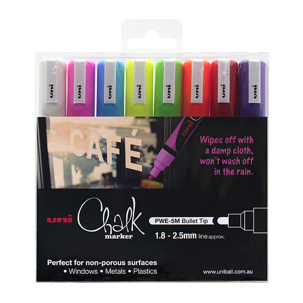 Uni Chalk Marker Bullet Assorted Pack Of 8