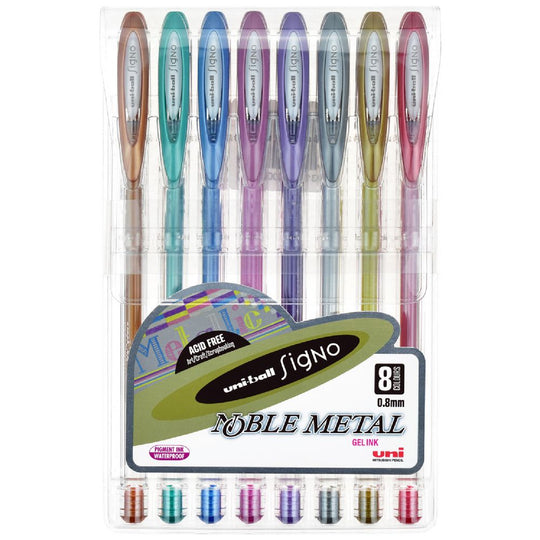 Uni-ball Signo Metallic Gel Pen Assorted Wallet of 8