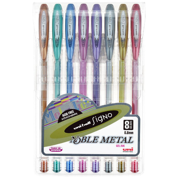 Uni-ball Signo Metallic Gel Pen Assorted Wallet of 8