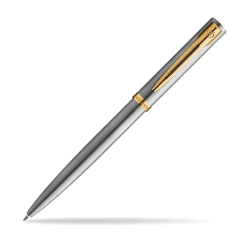 Waterman Impression Ballpoint Stain Steel Gold Trim Medium